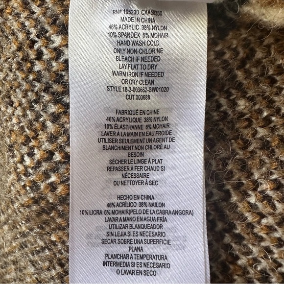 Current/Elliott Sweater The Bets Mohair Full Zip Cardigan Jacket Plaid Cream M - Picture 9 of 12